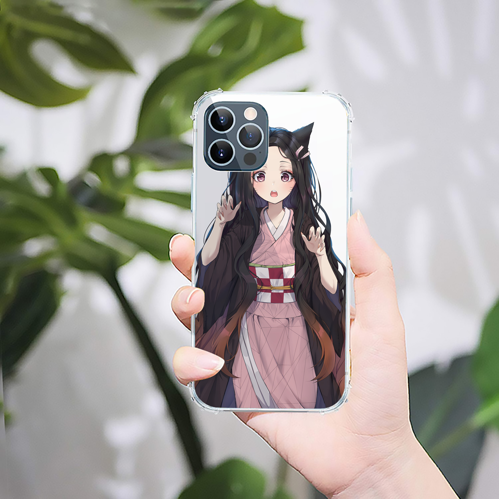 （画像用） 鬼滅の刃（きめつのやいば）竈門 禰󠄀豆子／かまど ねずこ Kamado Nezuko 【iPhone 12シリーズ対応】透明スマホケース（クリアソフトケース）